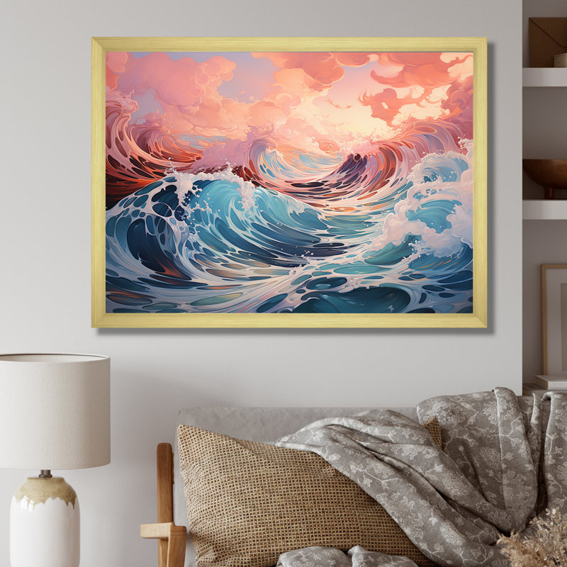 «Aqua Pastel Clouds Lansdcape II», reproduction d'art sur toile, H 30 po x l 40 po x P 1,5 po, Cadre doré simple