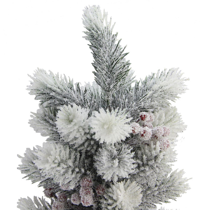 Arbre de Noël pin enneigé 2 pi avec baies - non éclairé