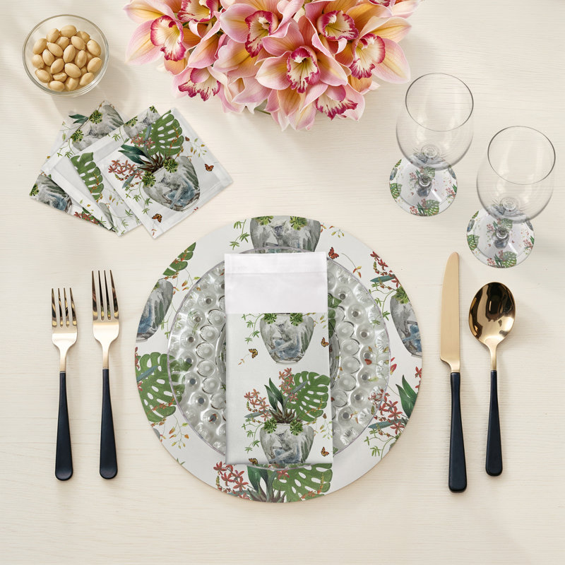 Monkey Small Jungle Pebble 16" Vinyl Placemat, White