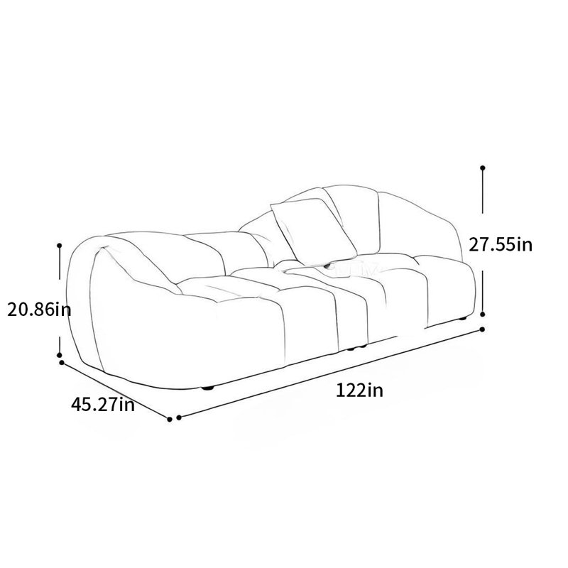 Canapé Marshmallow, Vert foncé, 27.55" H x 122" W x 45.27" D