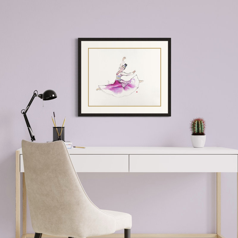 «Graceful Dancer» par Chen Xiaoping, Cadre noir, H 18 po x l 21 po