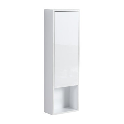 12" Bathroom Wall Cabinet, Soft Close Doors, Float Mounting Design,Glossy White,(KD-Packing)