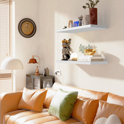 Larges tablettes flottantes en bois Elbur, tablettes murales pour salle de bain / cuisine / chambre à coucher / salon