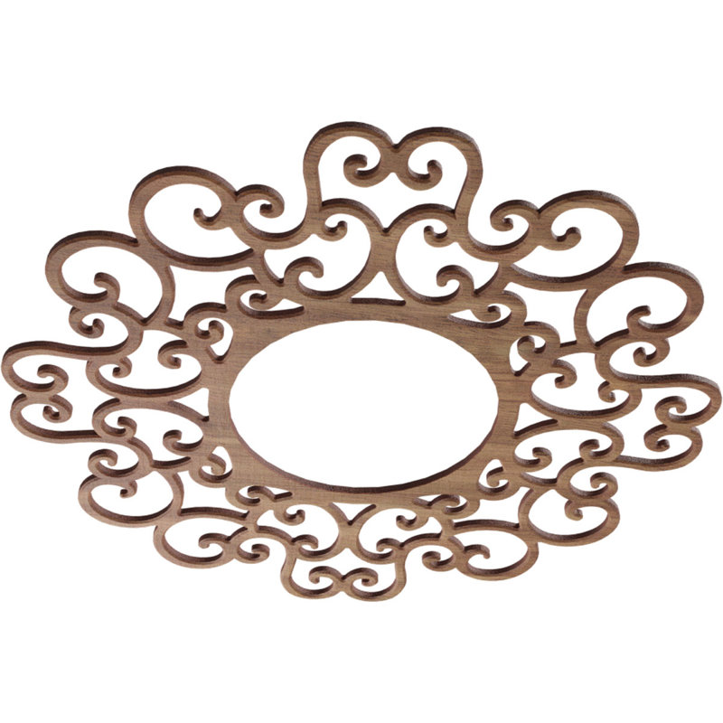 Médaillon de plafond en bois ajouré 24 po x 9 pi 8 po x P 9 po Reims, H 20 po x l 20 po x P 0,38 po, Noyer
