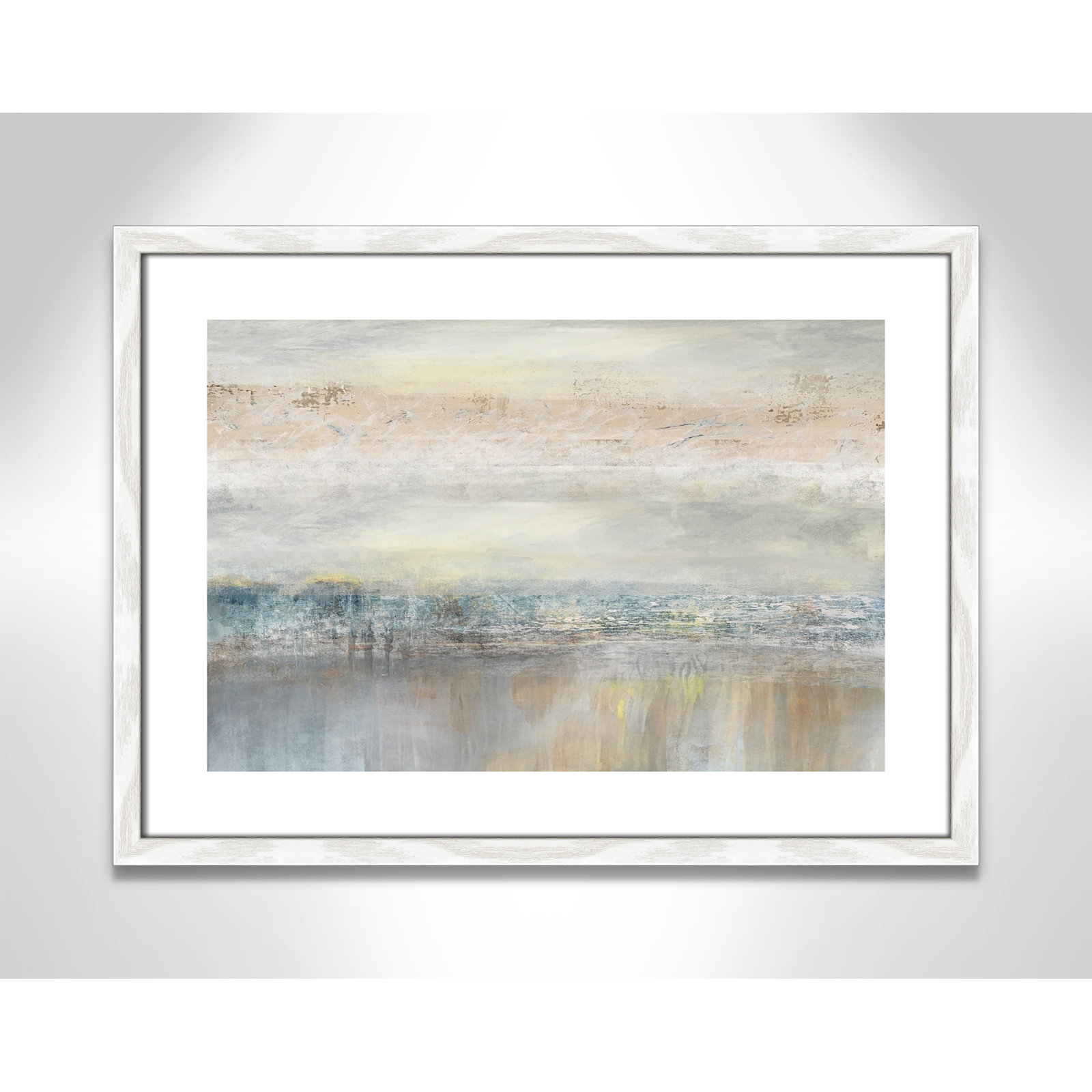 Electra "From A Distance" Painting by Nan, 17" H x 23" W, Picture Framed Paper, Black Wood
