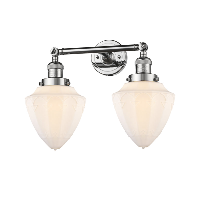 Éclairage pour meuble-lavabo à 2 lumières à intensité variable Antinette, Blanc mat, Chrome poli