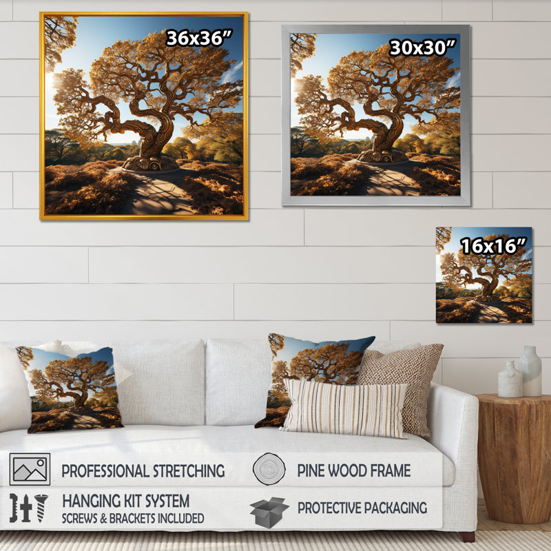 " Bonsai Tree Tranquillity Expression II ", Gold Single Picture Framed, 36" H x 36" W x 1.5" D