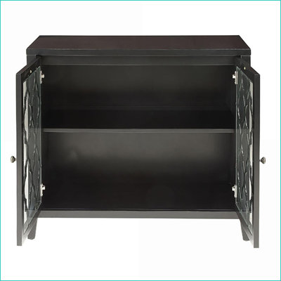 Console avec portes en verre Tablette intérieure, noir traditionnel | Bois et verre | Salon
