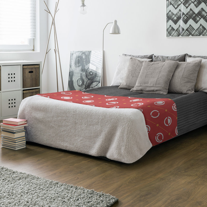Couverture polaire moon phases, l 50 po x L 60 po, Rouge / accent jaune