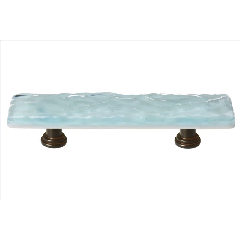 Poignée d'armoire décorative en verre gris argenté 3 "CTC Glacier, Chrome poli, Gris argenté
