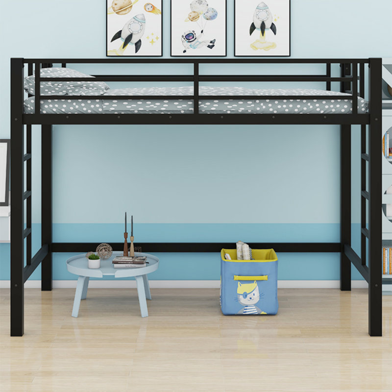 Metal Loft Bed With Convenient Ladder & Sturdy Guardrails, Extra-Long Twin