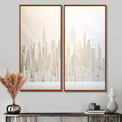 Pearl Peaks Skycraper Skyline I - Architecture Skyscrapers Art Prints On Canvas