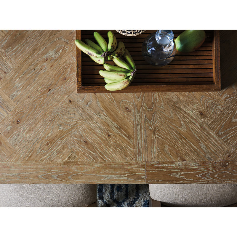 Elegant Herringbone Extendable Wood Dining Table in Brown
