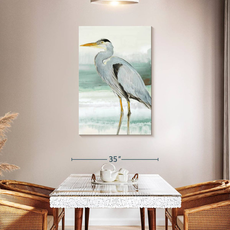 Brampt Heron On Seaglass I, 45" H x 30" W