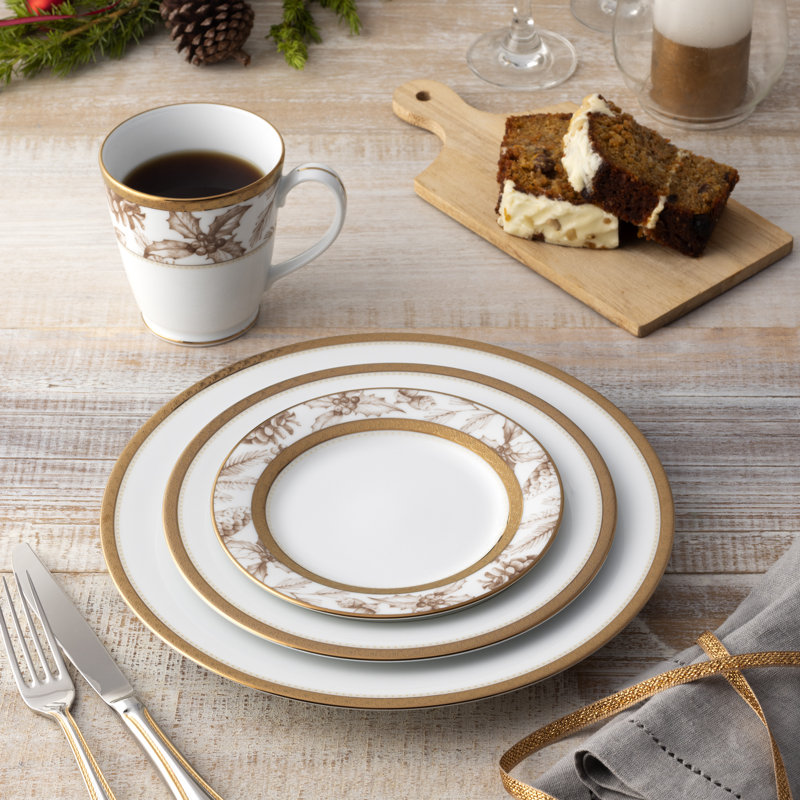 Noritake Charlotta Gold Holiday Harvest Appetizer Plates, 6-1/4"