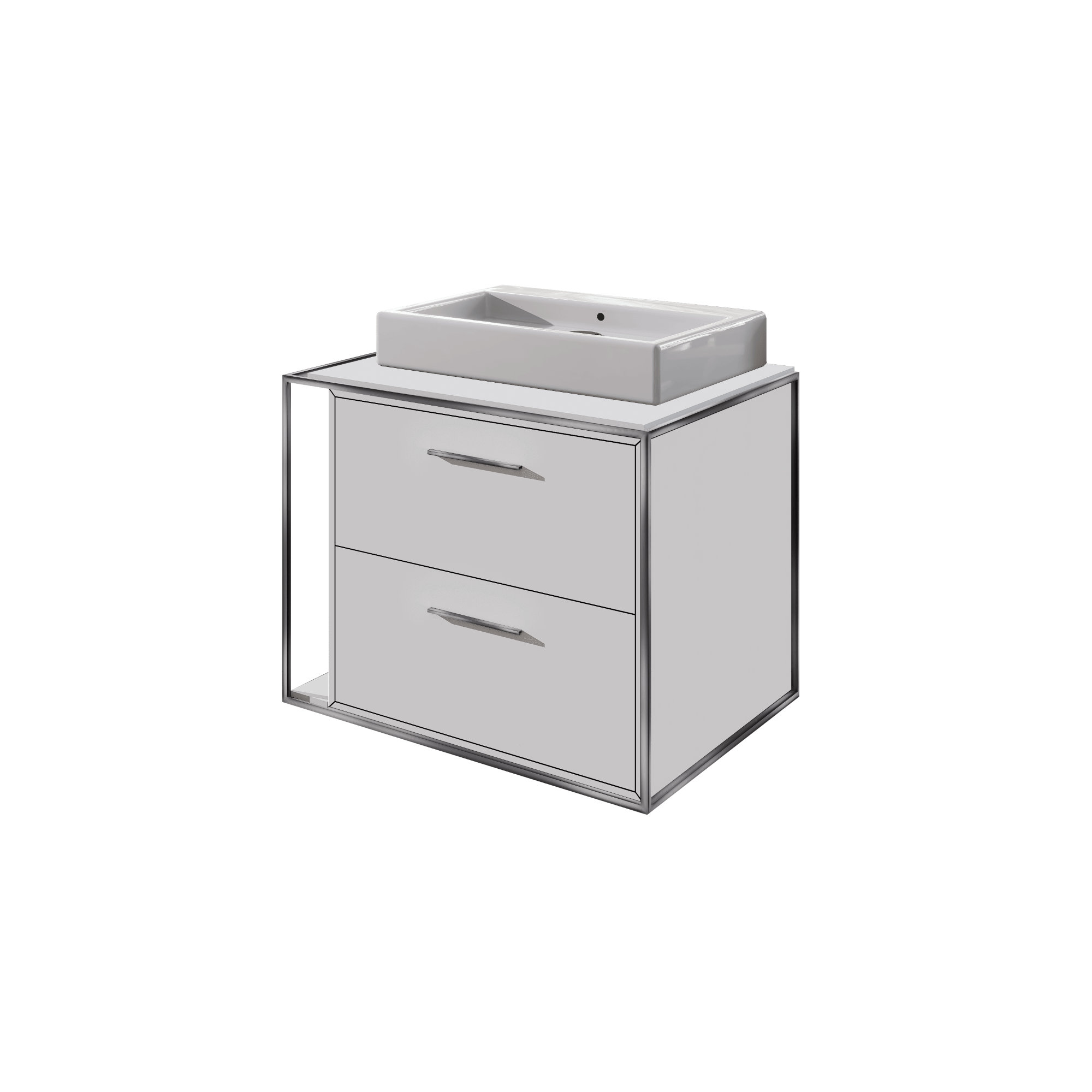 Linea 24'' Single Bathroom Vanity, Matte White, Wall Mount, Brushed Stainless Steel