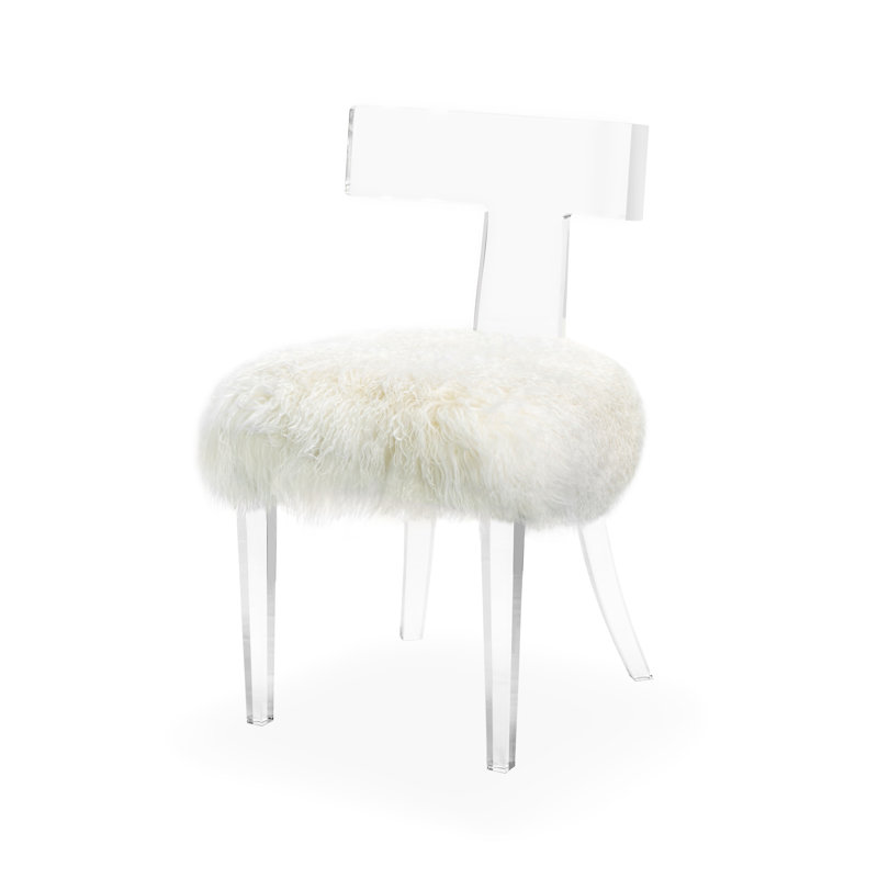 Tristan Leather Side Chair, Ivory Genuine Leather