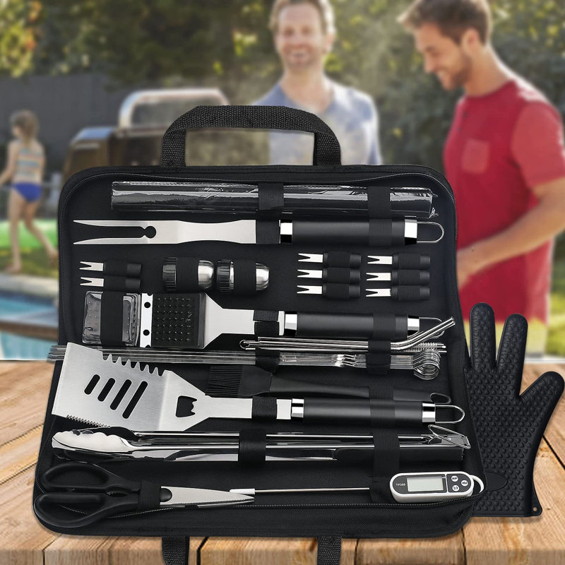 Ensemble d'outils de barbecue 31 pièces, Argent / noir