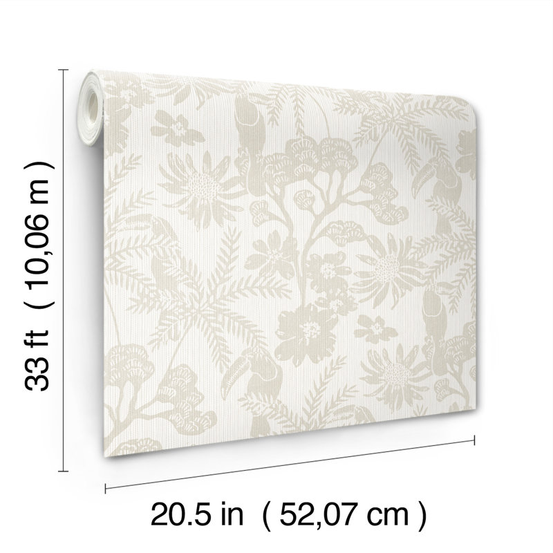 Jacaranda Taupe Tropical Trail Wallpaper, Brown