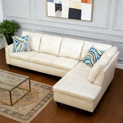 3-Piece L-Shaped Sofa Set with Flip-Up Table & Storage Ottoman, Available in Fabric or Faux Leather