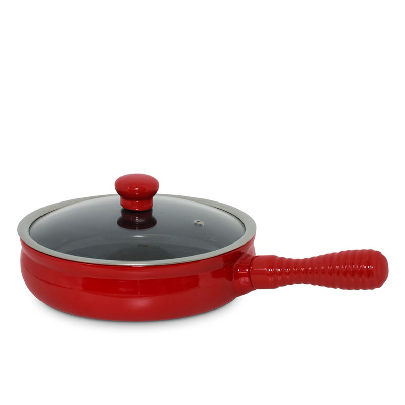 Poêle à frire antiadhésive en céramique 9,6 po avec couvercle CERAFLAME, Rouge
