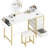 Built-In Outlets Makeup Desk With Mirror And Light- Vanity Set Table With Chair & Drawers-1676910299