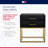 Ellias Modern 2-Drawer Nightstand with Semi-Gloss Black Finish and Gold Metal Base