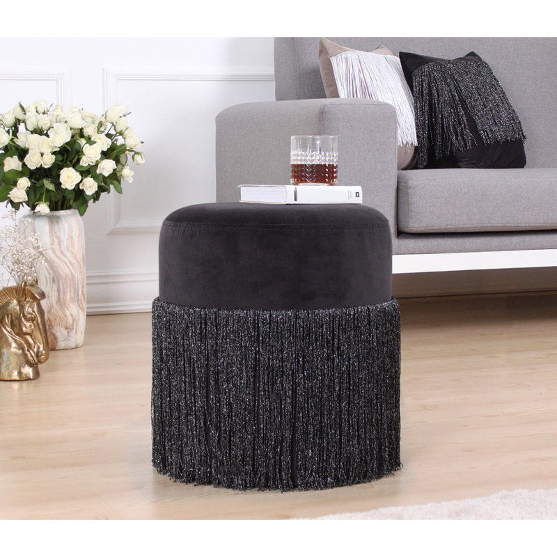 Pouf moderne en velours noir de 15,7 po x 17,7 po | 100% velours, éponge orthopédique 35 po. Supporte jusqu'à 330 lb | Pieds cachés recouverts de PVC | Décoration élégante et fonctionnelle pour n'importe quelle pièce