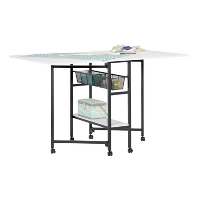 58.75"W x 36.5" D Foldable Craft Table with Wheels