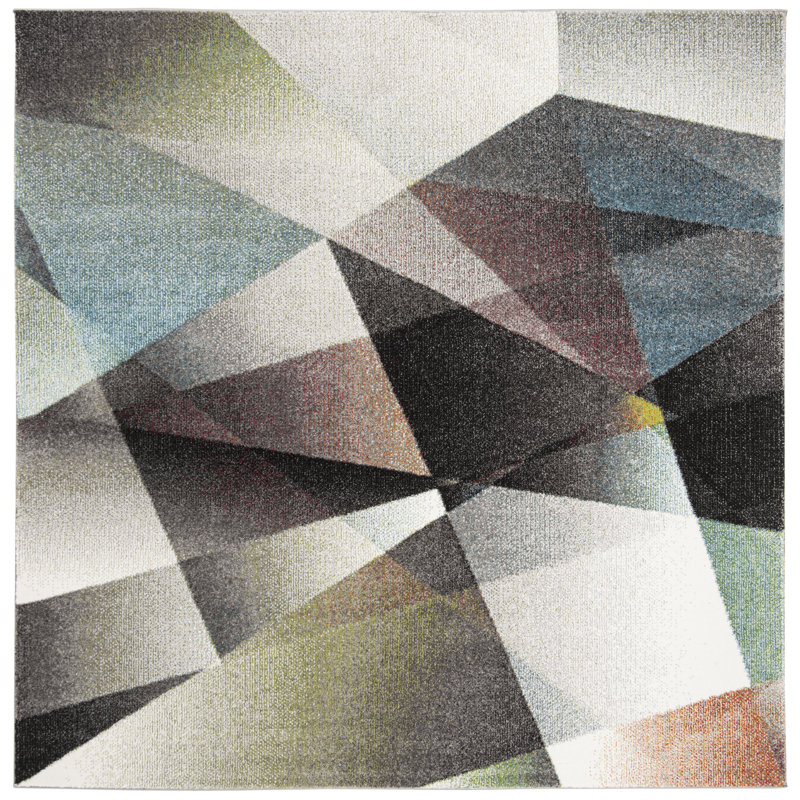 Asumi Wimbled Gray/Brown Area Rug, Square 8'