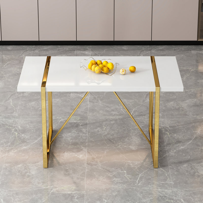 Table de salle à manger rectangulaire Modern Glam, H 30 po x L 55 po x l 31,4 po, Doré