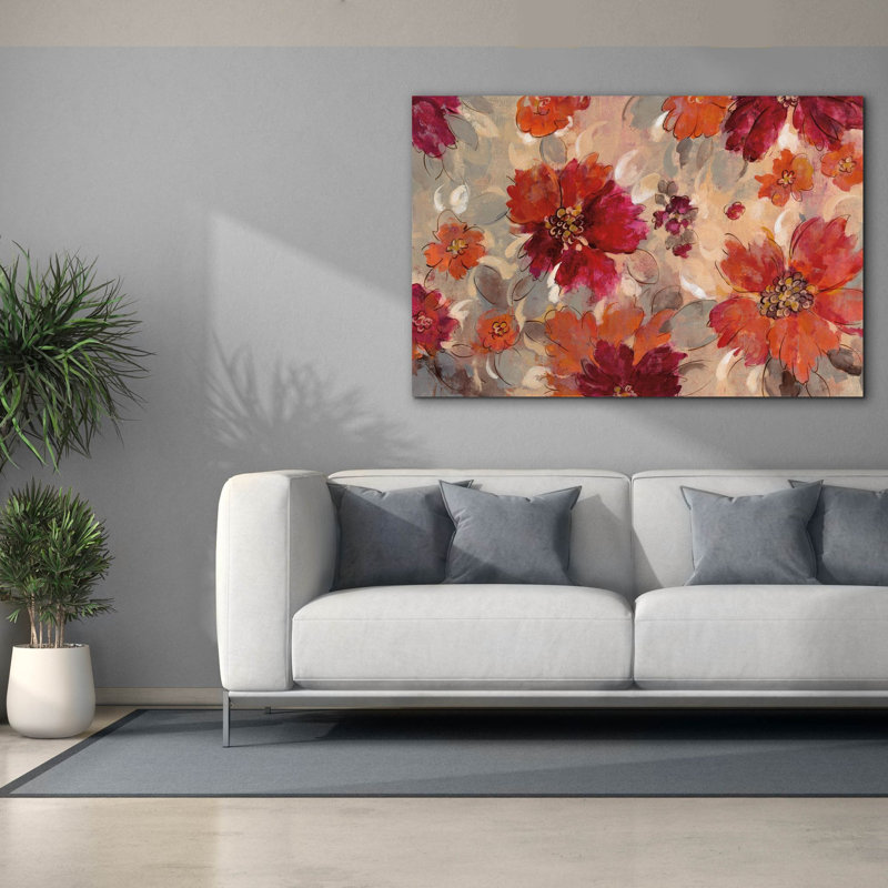 «Epent Graffiti» «Magenta and Coral Floral» par Silvia Vassileva, art mural sur toile, 60 po x 40 po, H 40 po x l 60 po