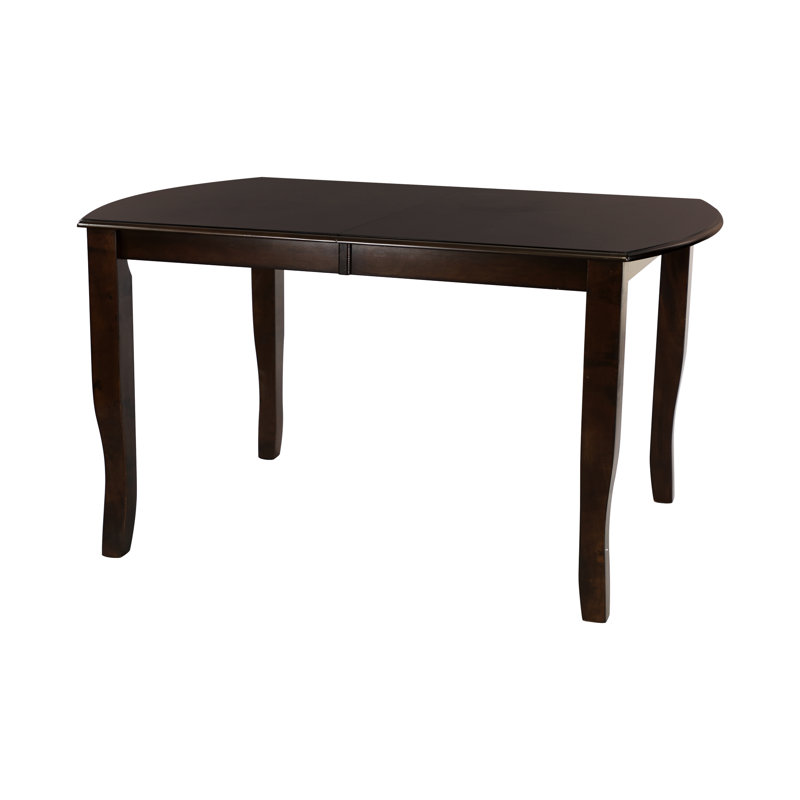 Mango Veneer Dining Table, Dark Cherry Finish, Separate Extension Leaf, 6 Piece Wood Table With Color