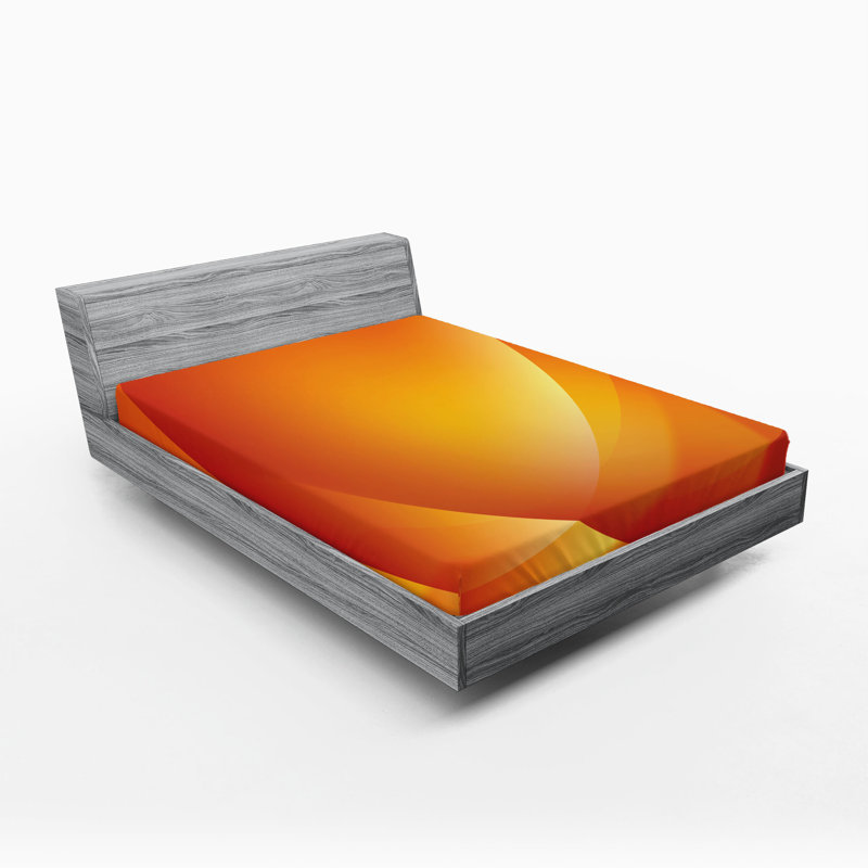Drap-housse orange Ambesonne, Orange foncé / jaune abstrait, Drap-housse de taille très grand