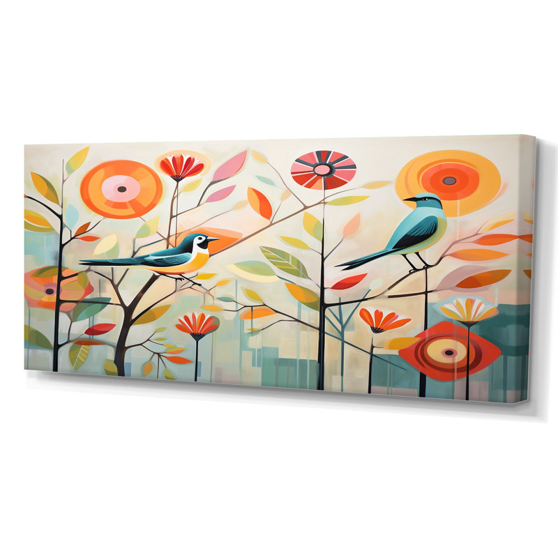 Vert Mid Century Mod Nature IV - Art mural abstrait Mid-Century pour le salon, Toile tendue, H 28 po x l 60 po, Sans cadre