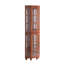 Vitrine d'angle avec 4 tablettes réglables en verre trempé et système d'éclairage, pieds en bois massif, panneau arrière en miroir en acrylique (ampoule E26 non incluse)