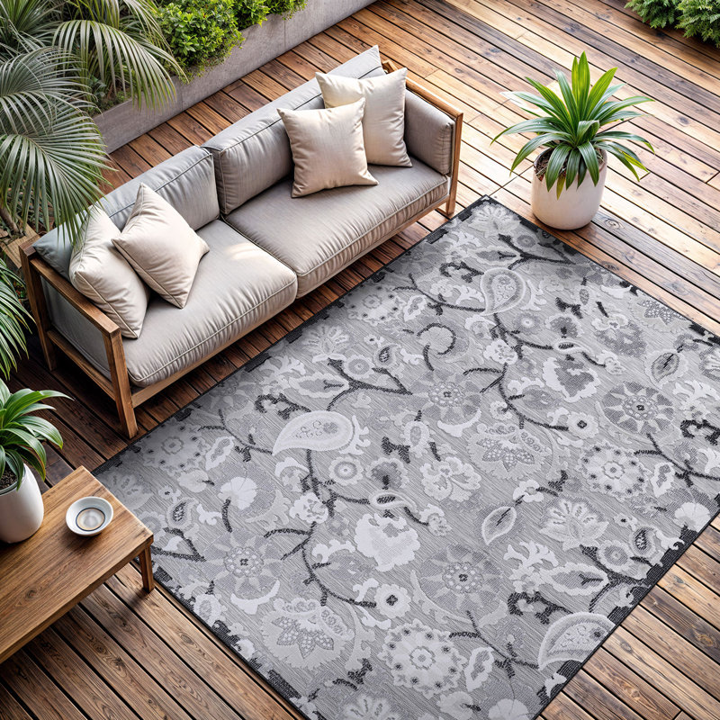 Tapis floral intérieur / extérieur, Rectangle 5 pi 3 po x 7 pi