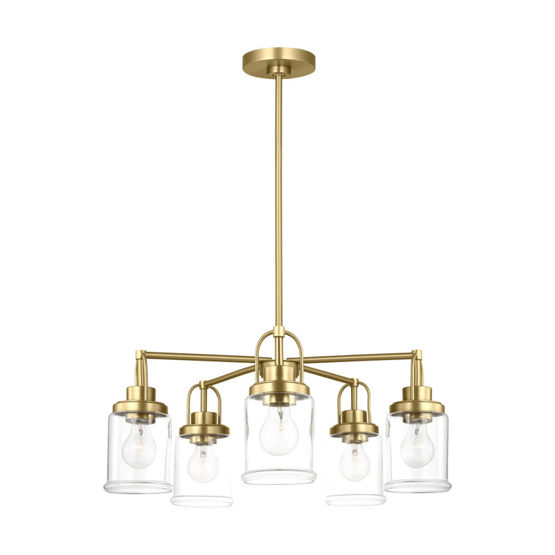 Lustre à cinq lumières Alfild de, Laiton satiné