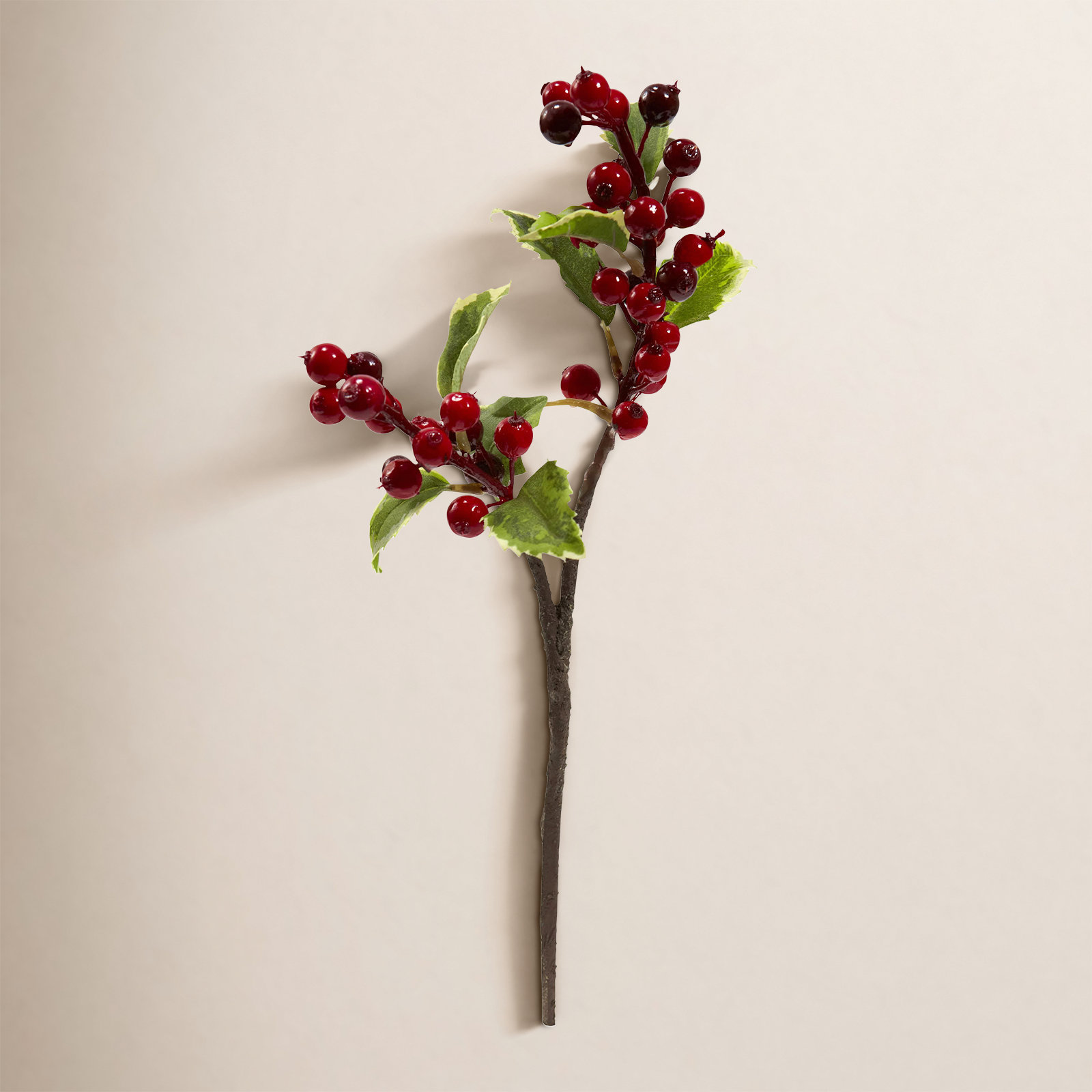16'' Faux Holly Branch