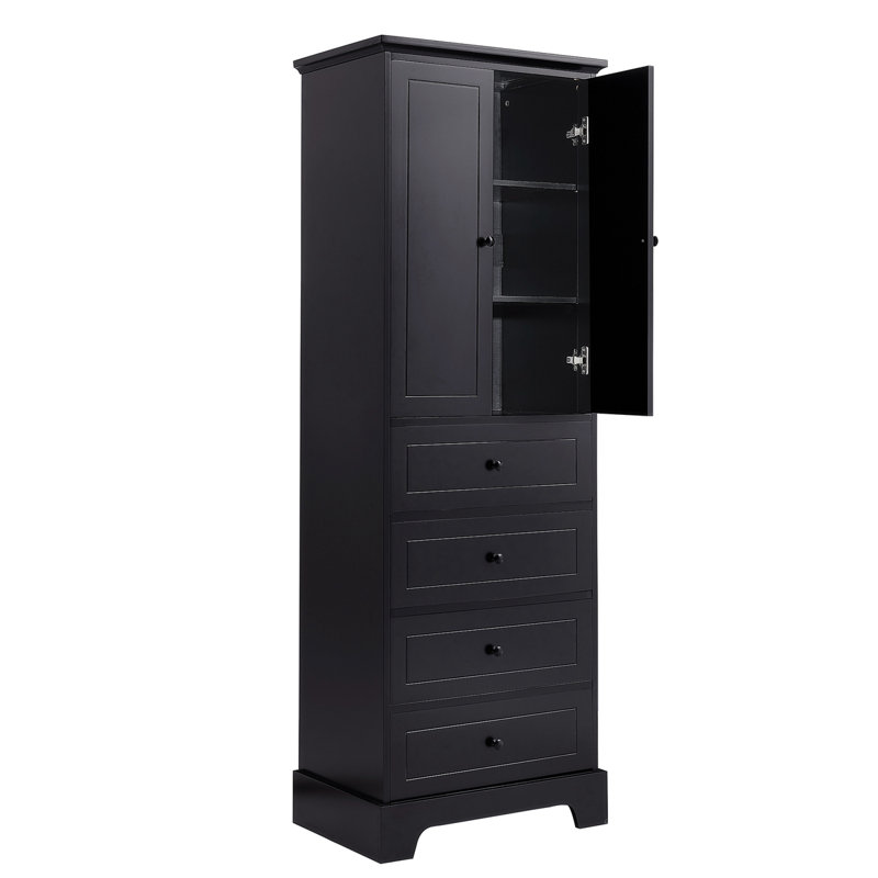 68.1'' Kitchen Pantry Bathroom Cabinet Bathroom Storage Cabinet, Black