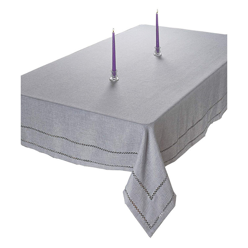 Shoreview Embroidered Vintage Tablecloth, 84" L x 60" W, Gray