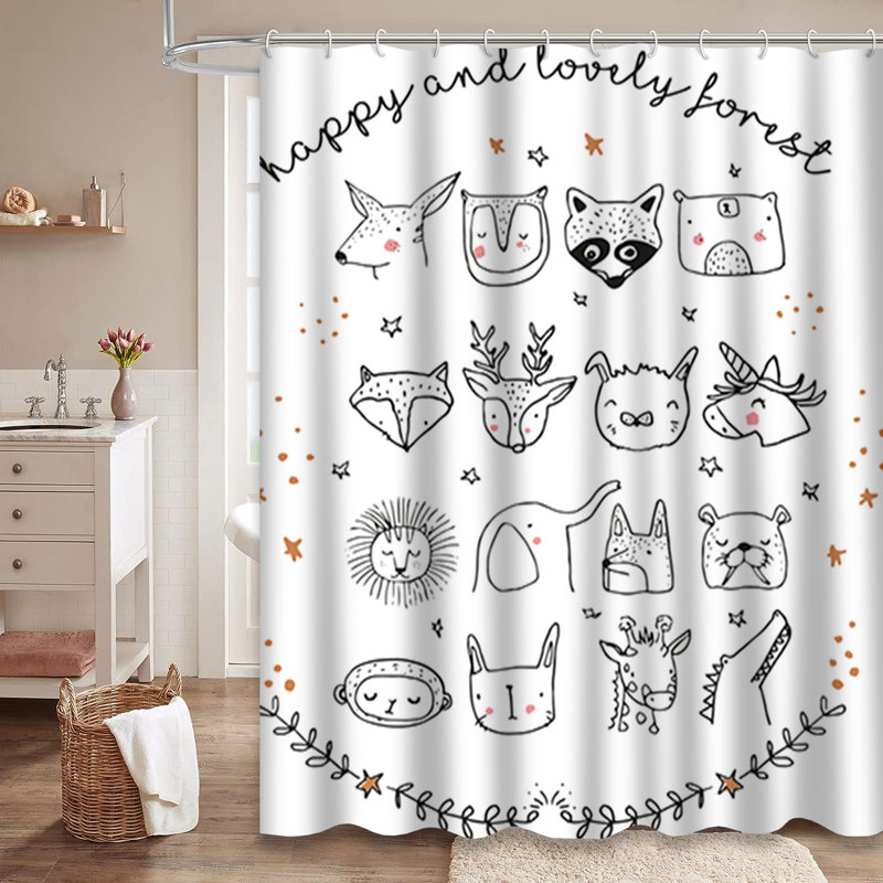 Mignon rideau de douche à 12 crochets, L 72 po x l 78 po