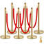 Poteau de guidage avec corde en velours, ensemble de 6 poteaux de contrôle de foule avec 4 cordes en velours rouge de 1,5 m, barrière de séparation de file d'attente en acier inoxydable avec embout sphérique pour événements, musées, fêtes