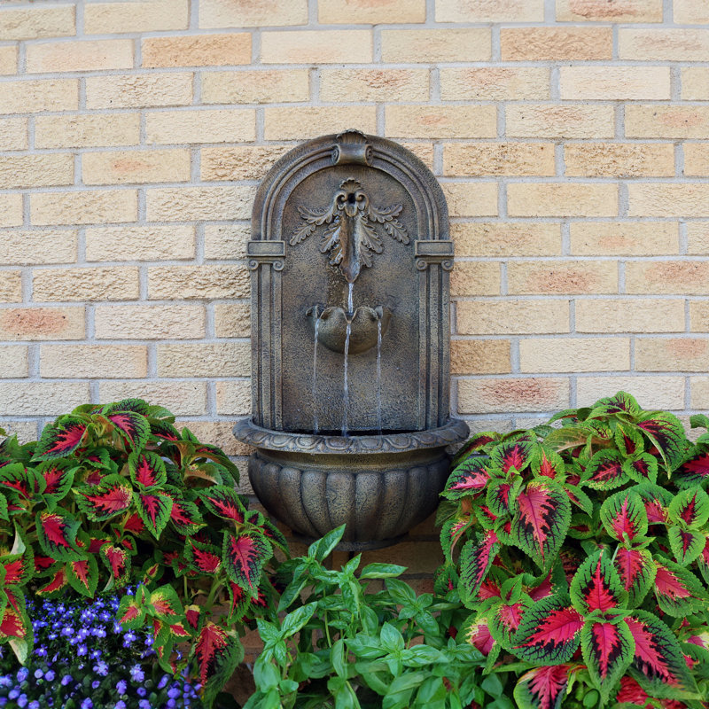 Florence Polystone Outdoor Garden Wall Fountain, Beige
