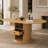 UNAROZ Extendable Oval Dining Table with 2-Tier Storage and Pedestal Base