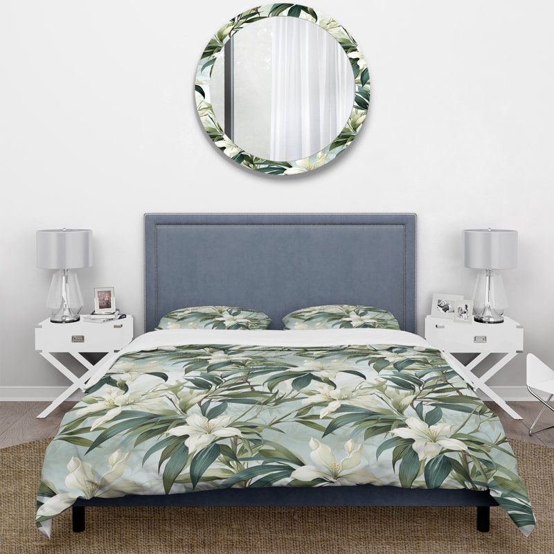 Literie à motif tropical Bamboo Whispers, Housse de couette simple + 1 taie décorative stan