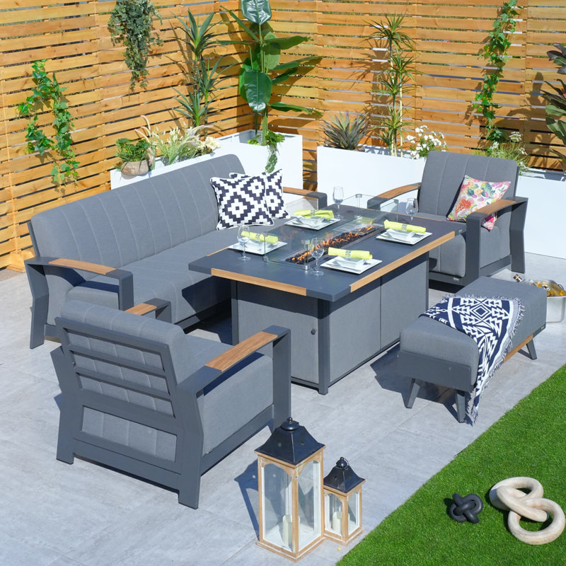 Ledjona 5 - Person Patio Conversation Set with Cushions