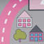 Delorenzo Children's Rug Street with Bouncy Box Game Power Loom Pink/Grey Rug-1113933236