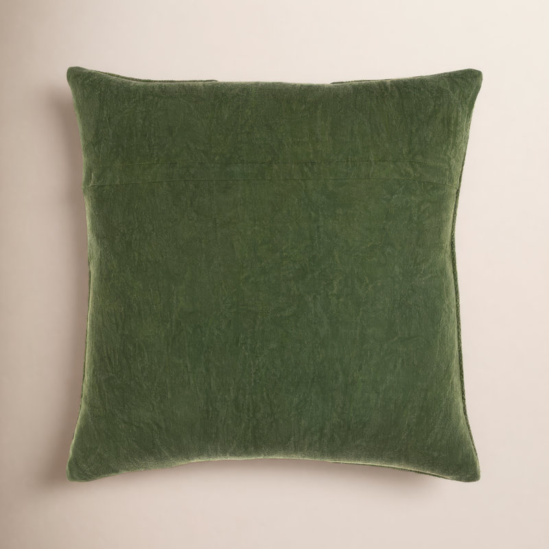 Dunbar Striped Cotton Pillow Cover, 20" x 20", Dark Green