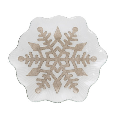 Grande assiette de Noël flocon de neige doré